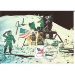 Jim Irwin Apollo authentic autograph postcard image. NASA astronaut. Good Condition. All signed