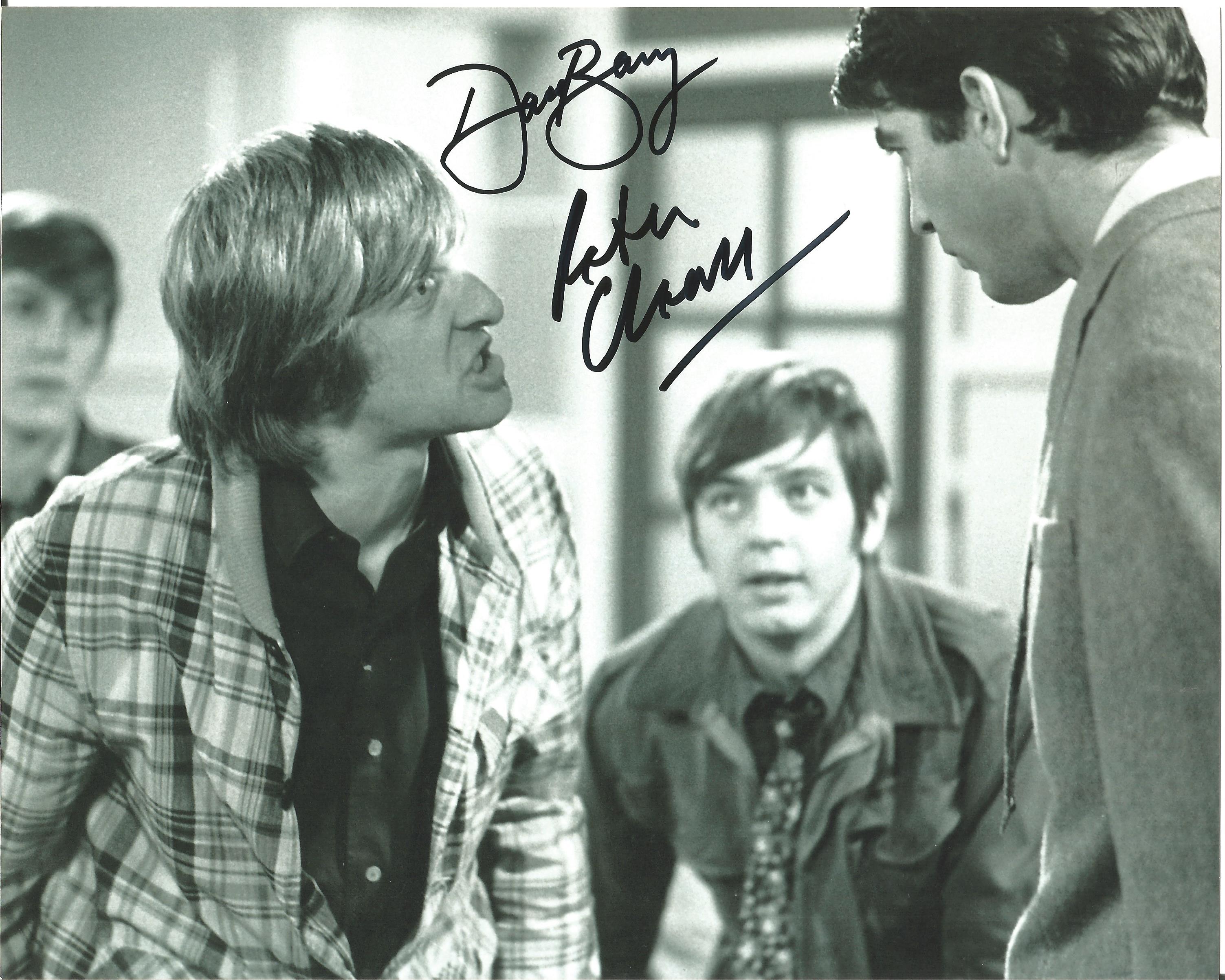 David Barry & Peter Cleal Please Sir cast authentic signed 10x8 b/w photo. Good Condition. All
