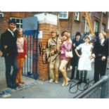 Peter Cleal & David Barry Please Sir! Fenn Street Gang. multi signed genuine 10x8 colour photo. Good