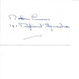 Robin Lucas 141 Defiant sqn rare Battle of Britain pilot signed white card. From the Ted Sergison