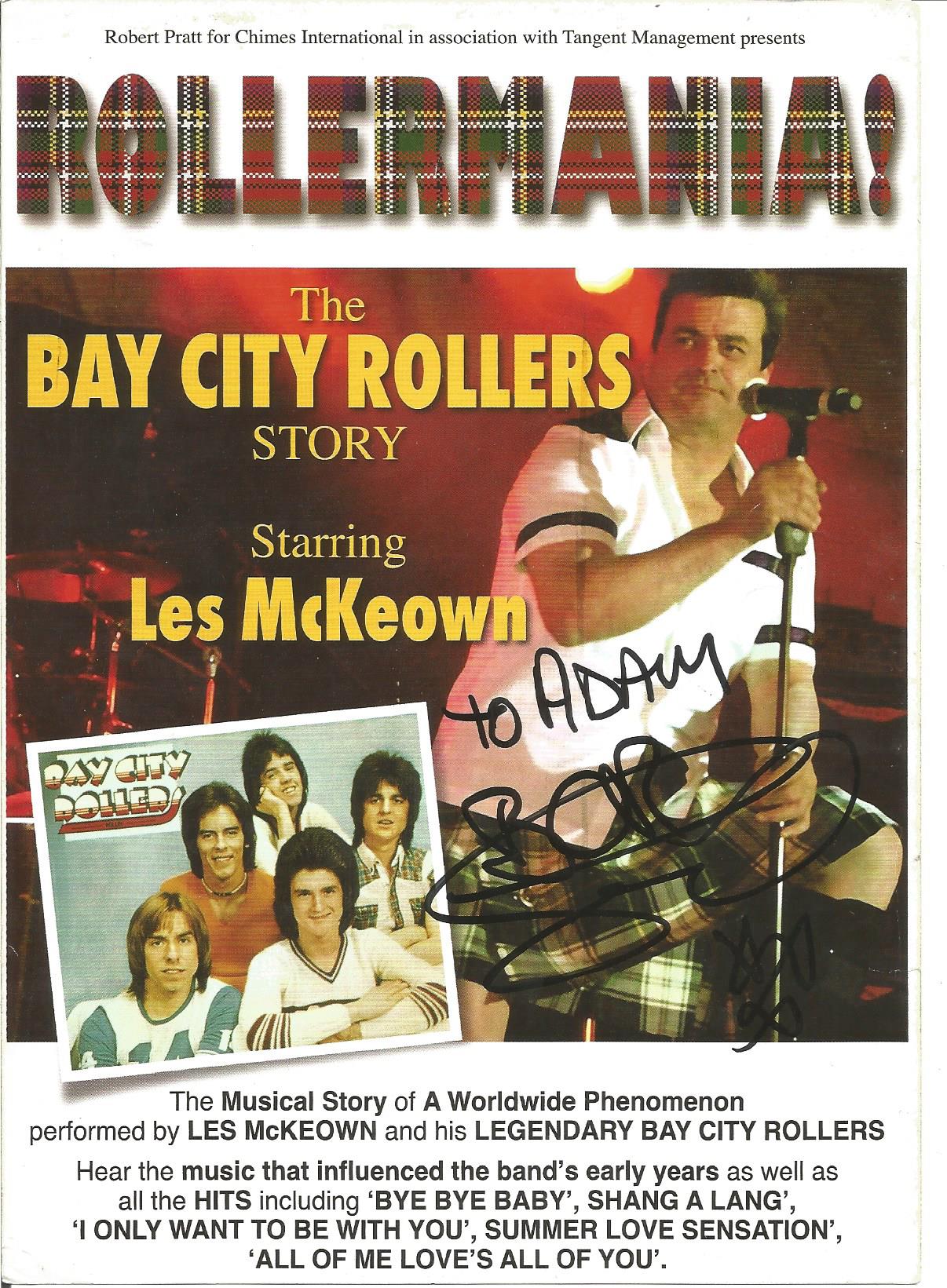 Les McKeown signed flyer. Dedicated. Good Condition. All signed pieces come with a Certificate of