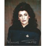 Marina Sirtis Star Trek hand signed 10x8 photo. This beautiful hand-signed photo depicts Marina