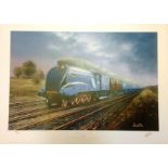 Railway Print 20x28 approx titled Mallard 3rd July 1938 signed in pencil by the artist Barry Price