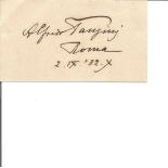 Alfredo Panzini signed vintage autograph card. Italian novelist and lexicographer. Born in