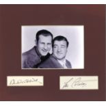 Abbott and Costello autograph album page mounted with photo to approx 8 x 8 inches overall. Good