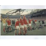 Geoff Hurst signed 7x5 colour 66 photo. Good Condition. All signed pieces come with a Certificate of