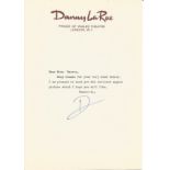 Danny la Rue TLS. Good Condition. All signed pieces come with a Certificate of Authenticity. We