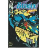 Norman Breyfogle, Alan Grant, Bob Kane and Steve Mitchell signed Batman with Robin comic. No 465