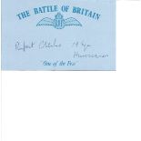 Rupert Francis Clerke 32 sqn rare Battle of Britain pilot signed small blue card with RAF logo. From