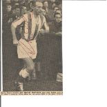 Stanley Matthews signed 6x4 b/w newspaper photo. Good Condition. All signed pieces come with a