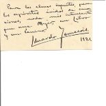 Eduardo Zamacois signed note on a vintage autograph card. Eduardo Zamacois y Quintana was a