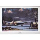 World War Two 17x12 approx framed print titled Unexpected Snow Lancaster by the artist Keith