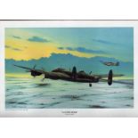 World War Two 17x12 approx framed print titled Last One Home by the artist Keith Aspinall. Good