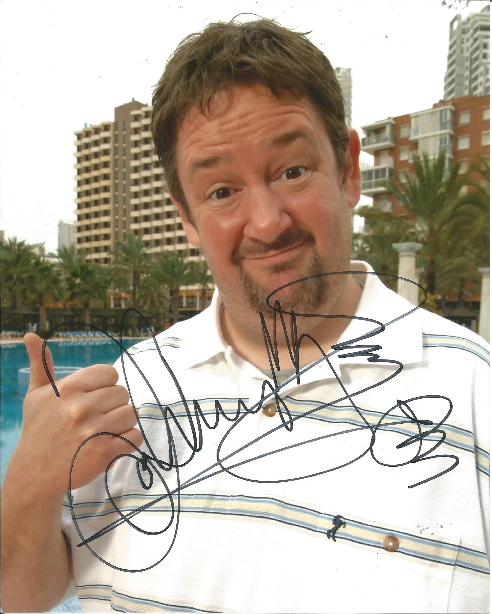 Johnny Vegas Comedy Actor Signed Benidorm 8x10 Photo. Good Condition. All signed pieces come with