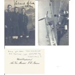 AVM Johnnie Johnson 616 Sqn signed 6 x 4 b/w photo with compliment slip and second unsigned Spitfire