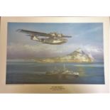 RAF print12x16 approx titled On the Prowl RAF Catalina at Gibraltar by the artist Timothy O'Brien.