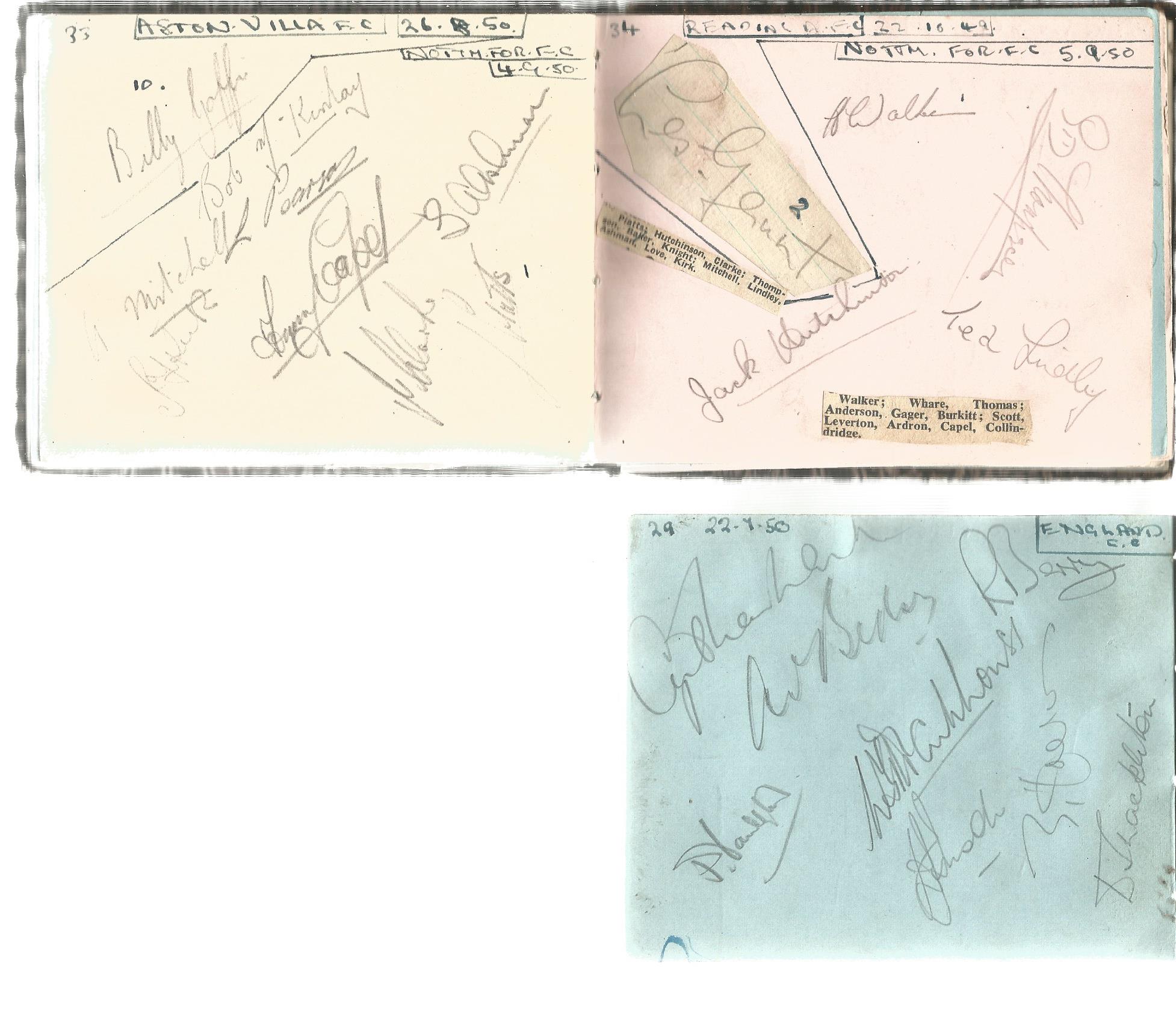 Vintage sport autograph book. Amongst the signatures are Derby County, Alf Valentine, Roy - Image 3 of 4