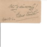 Hans Kindler signed vintage autograph card. Johannes Hendrikus Philip Hans Kindler (January 8,