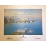 World War Two print 23x29 approx titled The Sinking of the Tirpitz by the artist Frank Wootton 305/