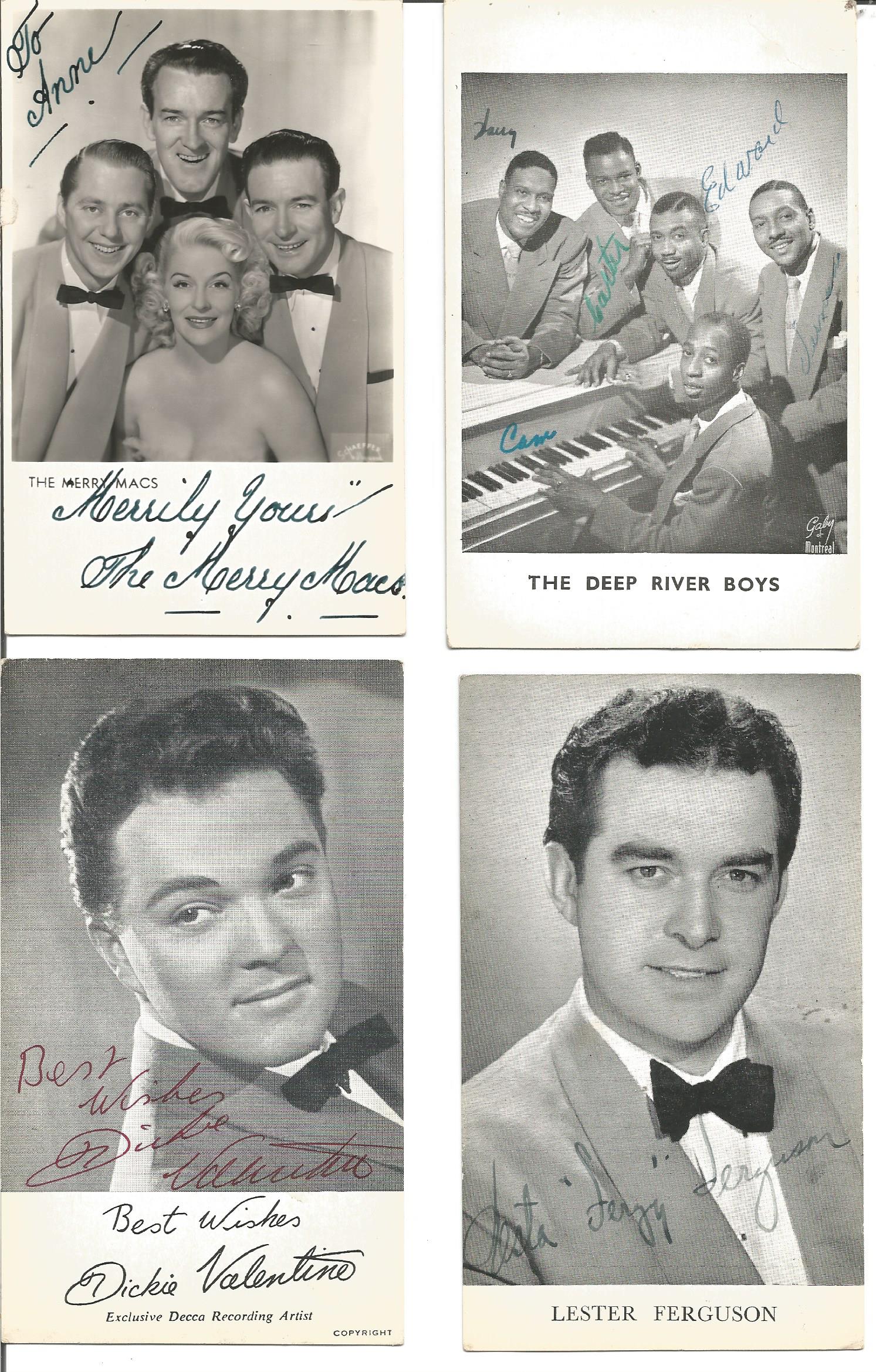 Vintage music signed collection. 9 photos. Among the signatures are The Merry Macs, The Deep River