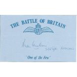 Brian Considine 238 sqn rare Battle of Britain pilot signed small blue card with RAF logo. From