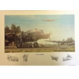 World War Two print 12x16 approx titled Lancaster Lancasters by the artist Keith Woodcock . Good