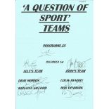 Question of sport 1997 autograph sheet programme. Signed by Coleman, McCoist, Parrott and 4