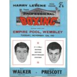 Boxing Billy Walker v Johnny Prescott vintage programme from their fight Empire Pool Wembley 12th