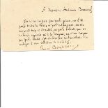 Rene Boylesve signed note in French vintage autograph card born Rene Marie Auguste Tardiveau, was