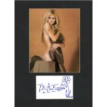 Brigitte Bardot signed card with flower doodle mounted with 10 x 8 unsigned sexy photo to approx