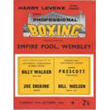 Boxing Billy Walker v Joe Erskine vintage programme from their fight Empire pool Wembley 27th