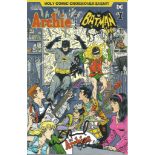 Burt Ward, Michael Alfred and Laura Alfred signed Archie meets Batman comic. Signed on front