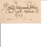 Robert Underwood Johnson signed vintage autograph card, Associate editor and later editor-in-chief