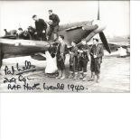 Pat Wells 249 Sqn Battle of Britain pilot signed 6 x 4 photo of the ground crew loading ammunition