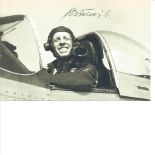 Rudolf Falkowski Battle of Britain pilot signed 6 x 4 photo young image in his cockpit smiling