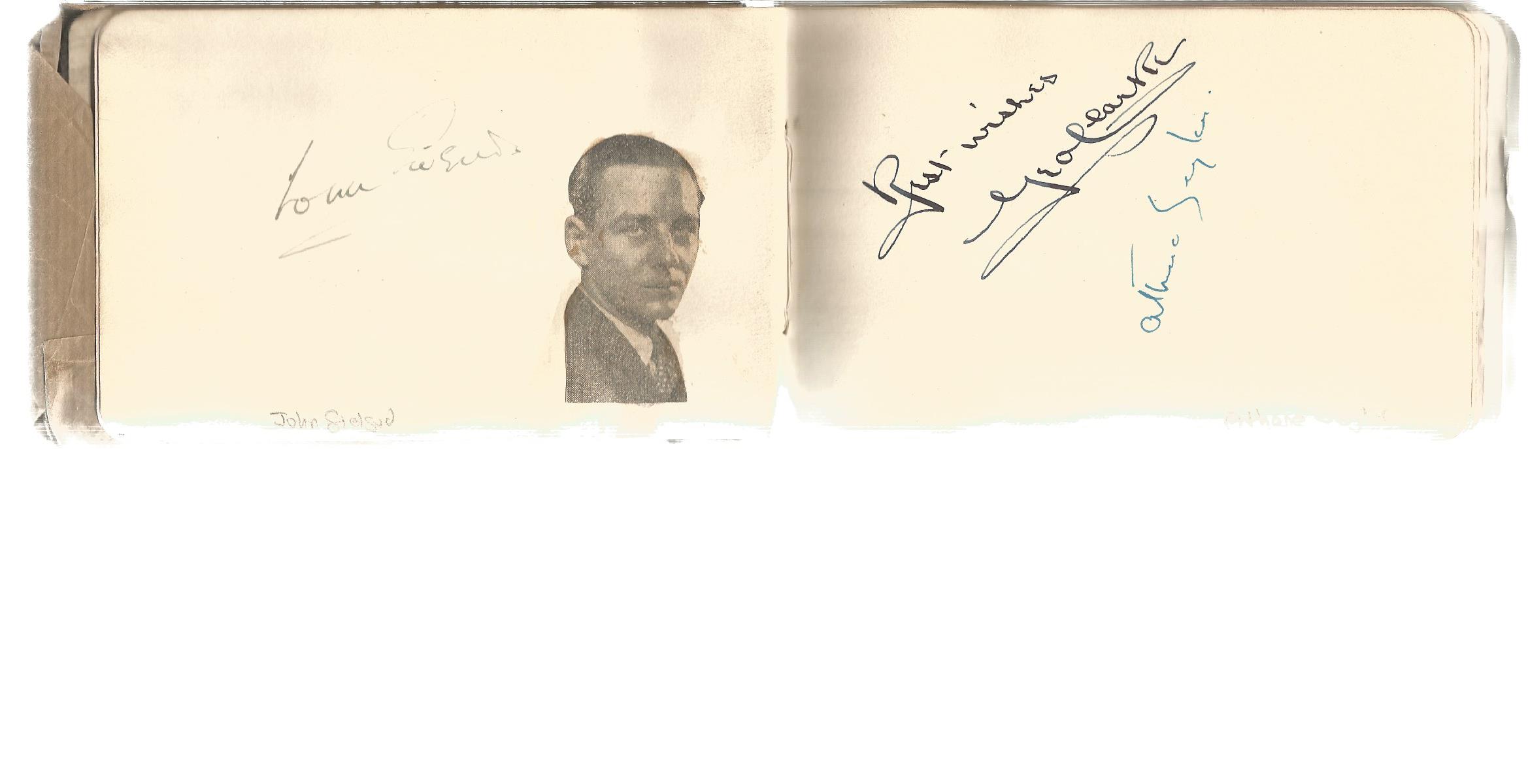 Vintage 1930's autograph book. Contains 65 signatures. Some of names included are John Gielgud,