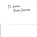 Hunter Davies signed 6x4 white card. Dedicated. Good Condition. All signed pieces come with a