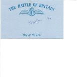 Arthur Howard Piper 236 sqn rare Battle of Britain pilot signed small blue card with RAF logo.