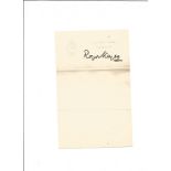 Admiral Roger Keyes signed 8x5 Admiralty House embossed paper. Admiral of the Fleet Roger John
