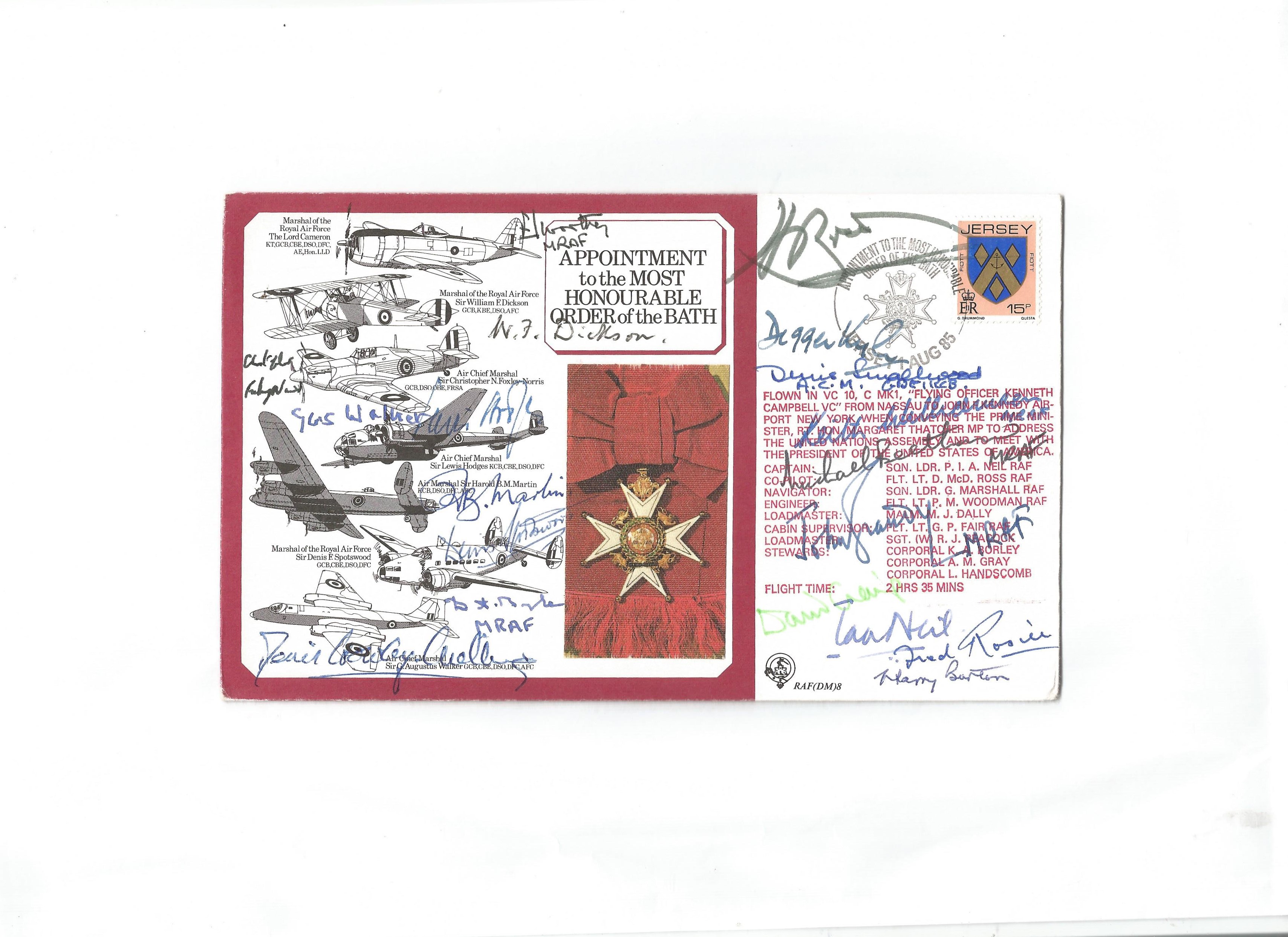 WW2 Award of Order of the Bath cover signed by 19 WW2 medal winners. Includes Harry Broadhurst, John