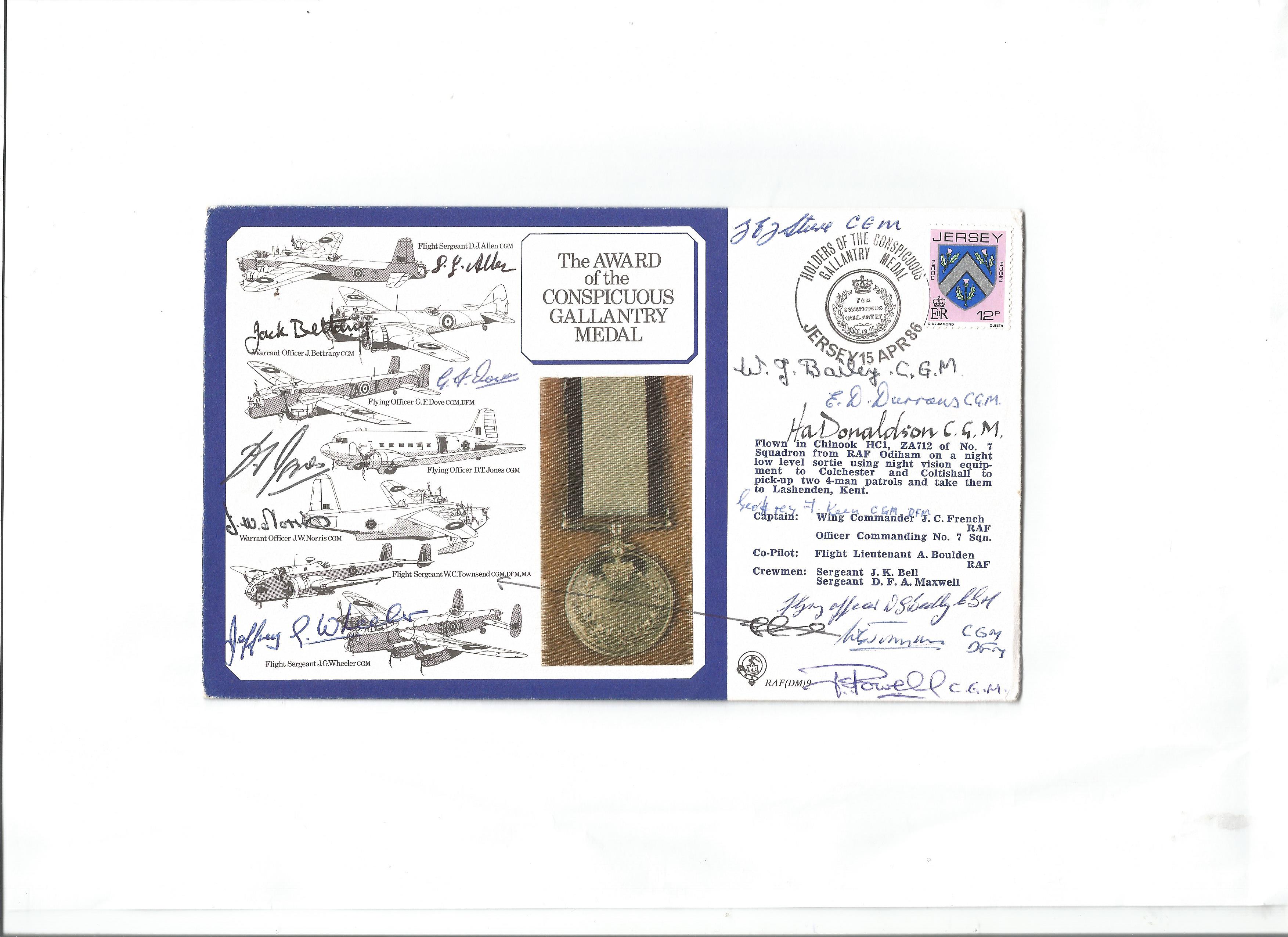 WW2 Award of Conspicuous Gallantry Medal cover signed by 14 WW2 CGM medal winners includes H