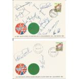 Cricket signed collection. Includes 2 FDCs, signed postcard and signed b/w newspaper photo. Covers