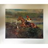 Horse Racing Print Marcus Armitage signed 24X29 titled Mr Frisk 1990 Grand National Winner Claire