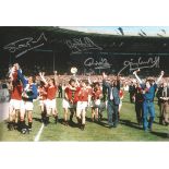 Football Autographed 12 x 8 Photo, Depicting Manchester United Players On A Lap Of Honour After A