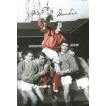 Football Autographed 12 x 8 photo, depicting Manchester United's David Herd and Bill Foulkes