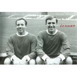 Football Autographed 12 x 8 photo, depicting Manchester United midfielders Nobby Stiles and Pat