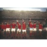 Football Autographed 12 x 8 Photo, Depicting Manchester United Players Saluting Fans As They Line Up