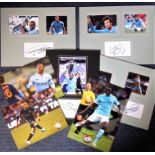 Football Manchester City collection includes 4 mounted signature pieces and three signed colour