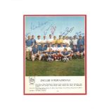 Football England Legends 14x12 mounted colour team photo signed by Peter Dobing, Ronnie Clayton, Ron