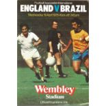 Football England v Brazil vintage programme friendly international Wembley Stadium 19th April